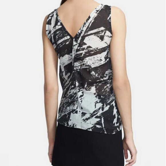 Helmut Lang Silk Meteor Asymmetrical Black White Top S - Picture 2 of 11